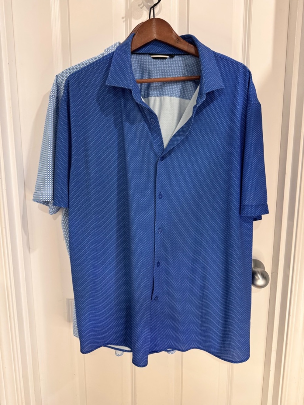 Two Men's Short-Sleeve Button-Up Shirts- Blue